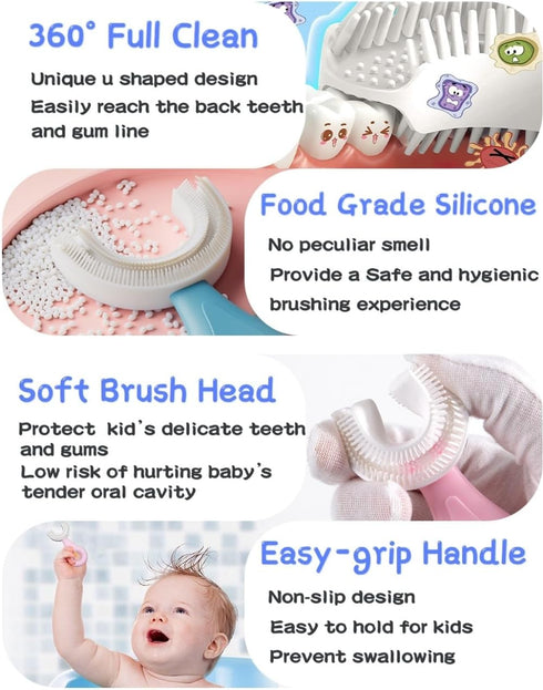 U-Shaped and Finger Kids Gum and Toothbrush (2, Blue Heart)...