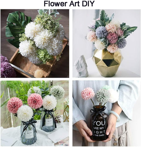 10Pcs Artificial Fake Flower Plants Silk Chrysanthemum Ball Hydrangea Arrangements Wedding Bouquets Decor Home Kitchen Garden Party Table Floral C...