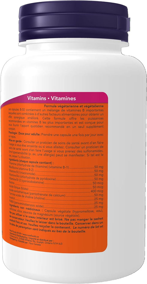 NOW Vitamin B-50 mg,100 Veg Capsules...