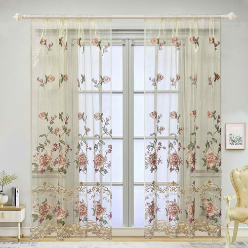 Luxury Embroidered Sheer Curtain for Living Room 84 inch Length Custom Romantic Elegant Luxurious Delicate Embroidery Drape Window Dressing Sheer ...