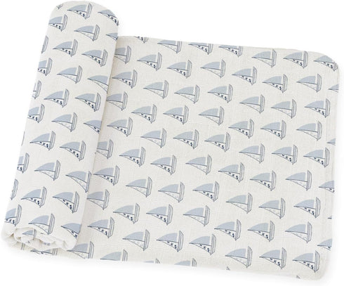 Muslin Swaddle Nautical, Receiving Blanket, Breathable and Soft, 47" x 47", Wrap for Baby Boys and Girls, Registry, Newborn...