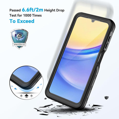 Lanhiem for Samsung Galaxy A15 5G Case, IP68 Waterproof Dustproof, Built-in Screen Protector, Rugged Full Body Shockproof Protective Cover for Sam...