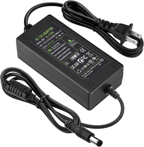 DC 12V 5A Power Supply Adapter, US Plug, 4.6FT Power Cord, AC 100-240V to DC 12V 5A Switching Transformer Jack 5.5mm x 2.5mm for LED Strip, Light,...