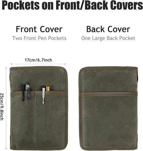 Field Notes Notebook Cover for 6.7 X 9.8 Inch with A5 Journal Cover Notebook Zipper Pocket Planner for Pen Holder,Water Resistant Cover Notebooks ...