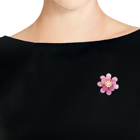 AeraVida Pretty Elegant Pink Quartz Stone Azalea Beauty Floral Pin-Brooch For Women...