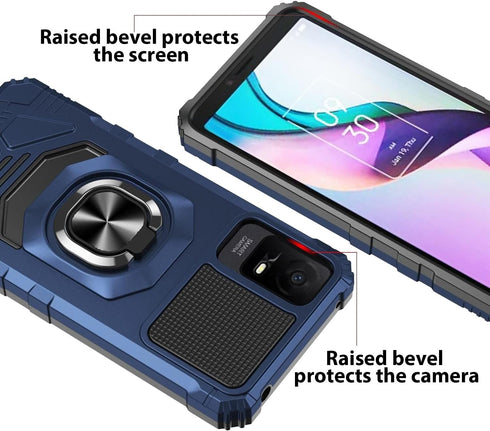 TJS Compatible for TCL ION X Case, TCL ION V Case, TCL 40 Z Case, Metal Ring Magnetic Support Kickstand Heavy Duty Drop Protection Cover Phone Cas...