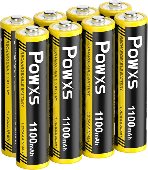 POWXS High Power Rechargeable AAA Batteries - Pre-Charged 1100mAh Ni-MH Triple A Batteries, Low Discharge, Long-Lasting (Pack of 8)...