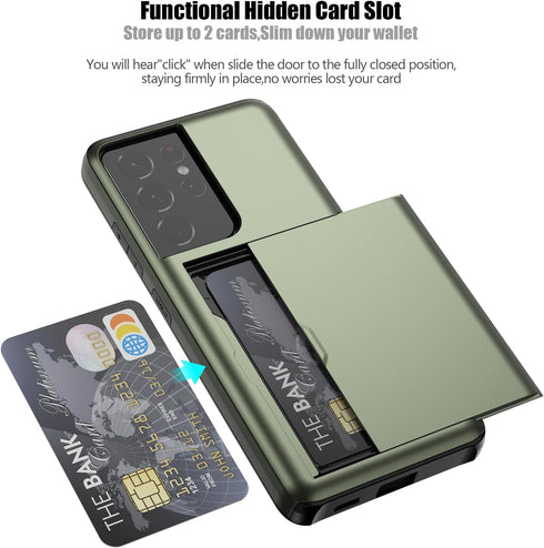 Nvollnoe for Samsung S21 Ultra Case with Card Holder Dual Layer Heavy Duty Protective Galaxy S21 Ultra Case Hidden Card Slot Slim Wallet Case for ...