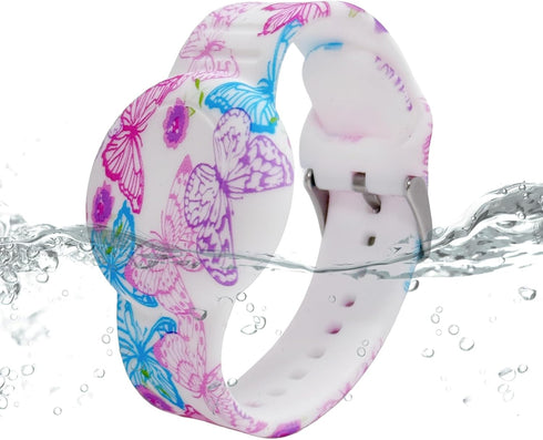 Waterproof AirTag Bracelet for Kids, Soft Silicone Air Tag Hidden Holder Case Compatible with Apple Airtag, Adjustable Anti-Lost Printed Strap Gps...