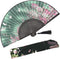OMyTea® Women Hand Held Silk Folding Fan with Bamboo Frame - with a Fabric Sleeve for Protection for Gifts - Sakura Cherry Blossom Pattern (WZS-2)...