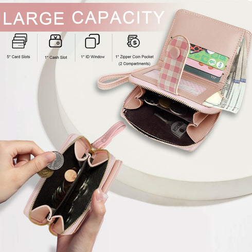 Sunwel Fashion Strawberry Wallet Card Holder Small Cute Wallet Zipper Coin Pocket Wallet for Women, Little Girls...