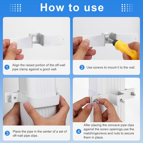 Downspout Straps 2x3 and downspout Wall Bracket? downspout Fasteners White (2 Pack)...