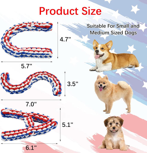 Vehomy 4th of July Dog Toys U S A Shape Dog Chewing Toys Dog Cotton Rope Toys Puppy Independence Day Interactive Toy Patriotic Dog Toys for Small ...