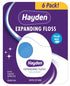 Hayden Expanding Dental Floss. Expands To Clean Between Tight Teeth. 6 Pack Value. Fresh Feeling Polar Mint Woven Floss. Anti Tartar Actives for G...