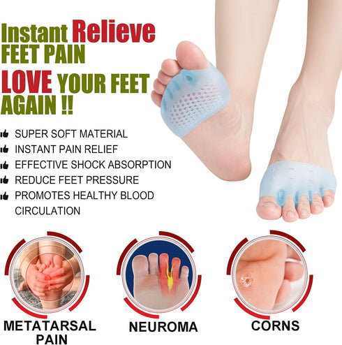 Toe Separators, (3 Pairs, Blue)Toe Spacers, With Soft & Breathable Metatarsal Pads, For Straighten Overlapping Toes, Realign Crooked Toes, Hammer ...