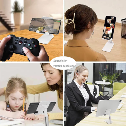 2Pack Cell Phone Stand for Desk, Adjustable Angle & Height Mobile Phone Holder Cute, Foldable Compact Desk Mount for Smartphone, Kindle under 7'' ...