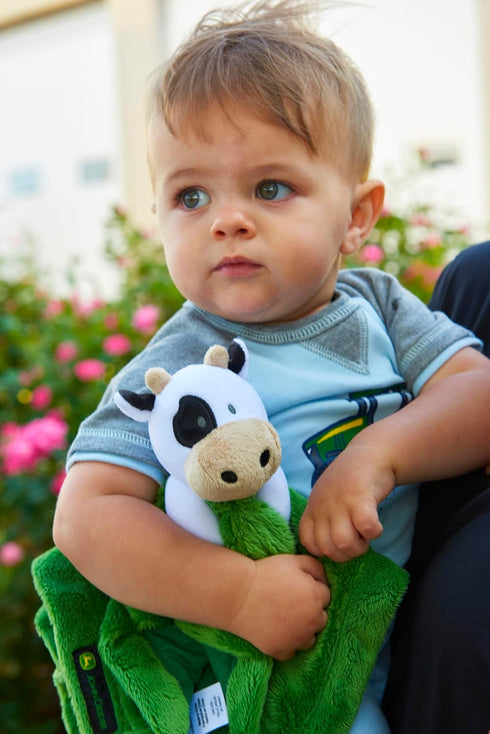 John Deere Baby Cuddle Snuggle Security Blanket Boy Girl Farm Animal Cow Pig Chick Horse Green...