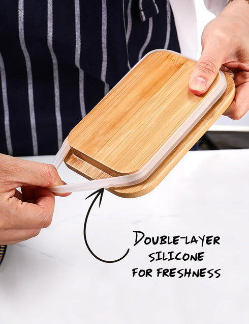 Butter Dish with Lid for Countertop, AISBUGUR Metal Butter Keeper with Stainless Steel Multipurpose Butter Knife, Large Butter Container with Doub...