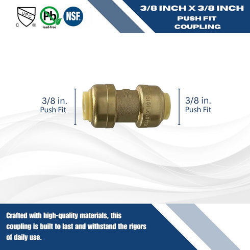 5 Pcs XFITTING Push Fit 3/8 Inch x 3/8 Inch, 3/8" Push Fit Coupling, 27-6-6=5XX...