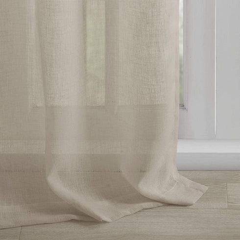 Madison Park Rosette Floral Embellished Cuff Tab Top Solid Single Window Treatments Sheer Curtain Panel Drape for Bedroom Living Room and Dorm, 50...