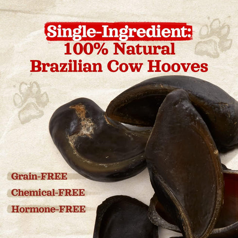 Natural Farm Cow Hooves (6 Pack), Odor-Free, All Natural Sourced from Farm-Raised Beef Hoof Dog Treats, Great Alternative to Bully Sticks or Rawhi...