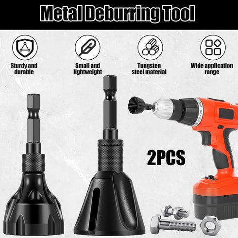 2Pcs Deburring External Chamfer Tool, Safe Screw Deburring Chamfering Drill Bit, Tungsten Steel Hex Shank Remove Burr Tool, Metal Thread Burr Remo...