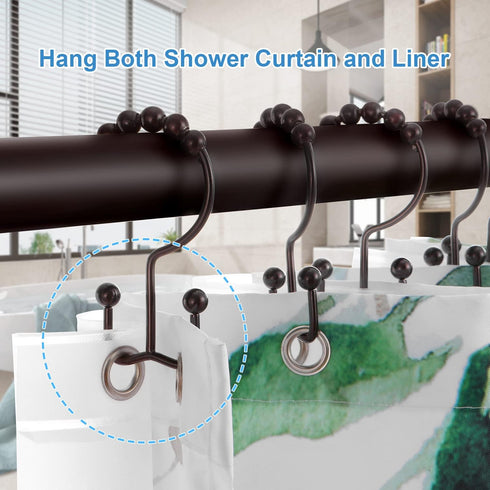 Shower Curtain Hooks Rings, TENOVEL Double Sided Shower Hooks Rust Proof for Bathroom Shower Rods Curtain, Durable Stainless Steel Bathroom Shower...