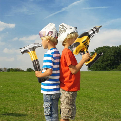 Hammer Balloons Drill Balloons Inflatable Tools Toys Construction Foil Balloons Birthday Theme Party Decoration...