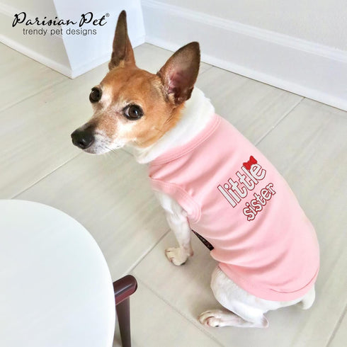 Parisian Pet Dog Cat Clothes Tee Shirts Little Sister T-Shirt, 3XL...