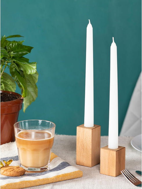 CANDWAX White Taper Candles 12 inch Dripless - Set of 4 Tapered Candles Ideal as Dinner Candles - Smokeless and Unscented Taper Candles Long Burni...