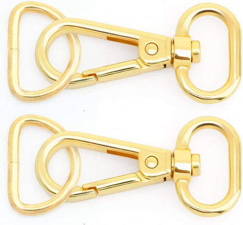 CRAFTMEMORE 2 Sets 1" Swivel Snap Hooks Lobster Clasp Push Gate Fashion Clips with 1" D Rings Bag Craft Accessories FSD2 (Gold, 1 Inch)...