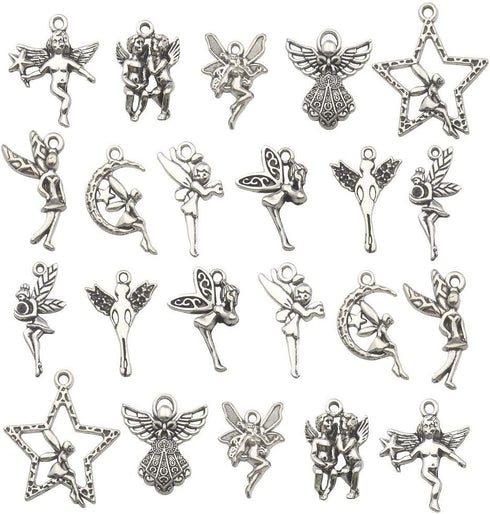 iloveDIYbeads 100g (66pcs) Craft Supplies Antique Silver Wings Angel Fairy Charms Pendants for Crafting, Jewelry Findings Making Accessory for DIY...