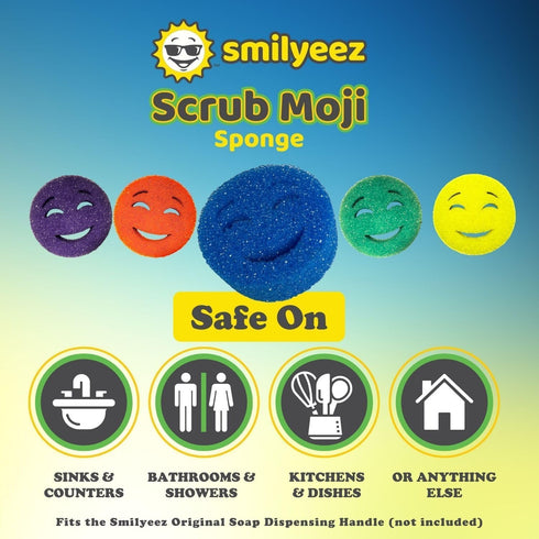 Scrub Moji Scrubbing Sponge (Set of 3) - (Purple) - Scrub Sponge Made with Temperature-Responsive Polymer Foam - Stain and Odor-Resistant Kitchen ...