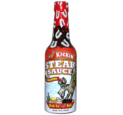 Kickin' Spicy Steak Sauce with Habanero 10 oz. Premium Gourmet Steak Sauce with Hot Pepper Perfect for Hot Sauce Fans Try if You Dare!...