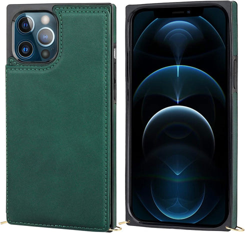 Bocasal Crossbody Wallet Case for iPhone 12 Pro Max Credit Card Holder PU Leather Kickstand Shockproof Detachable Cross Body Strap Lanyard Magneti...