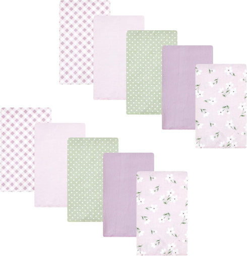 Hudson Baby Unisex Baby Cotton Flannel Burp Cloths, Purple Dainty Floral 10 Pack, One Size...