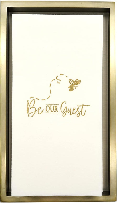Guest Hand Towels - Disposable Hand Towels with Decorative Be Our Guest Housewarming Message for Bathroom - White Airlaid Paper Hand Towels Singul...