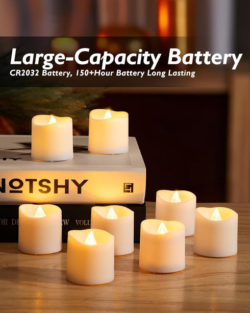 Homemory 12Pack Timer Flameless LED Votive Candles, Long Lasting Battery Operated Tea Light with Timers, 6 Hours On and 18 Hours Off Cycle Automat...
