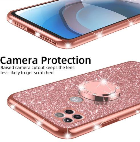 for Moto One 5G Ace (One 5G UW Ace) Case, Case for Girls Women Glitter Cute Soft Cover with Ring Kickstand Shockproof Protective Phone Case for Mo...