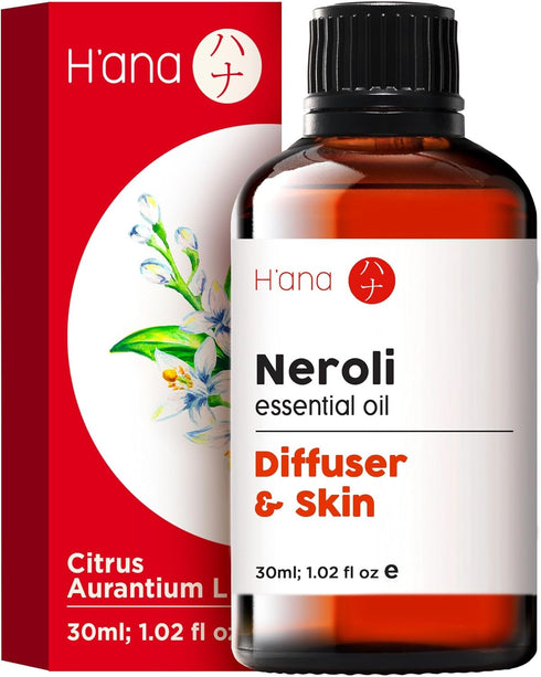 H’ana Neroli Essential Oil - 100% Pure and Natural Essential Oil for Skin, Aromatherapy, Soap and Candle Making - with Sweet, Floral Scent (1 Fl O...