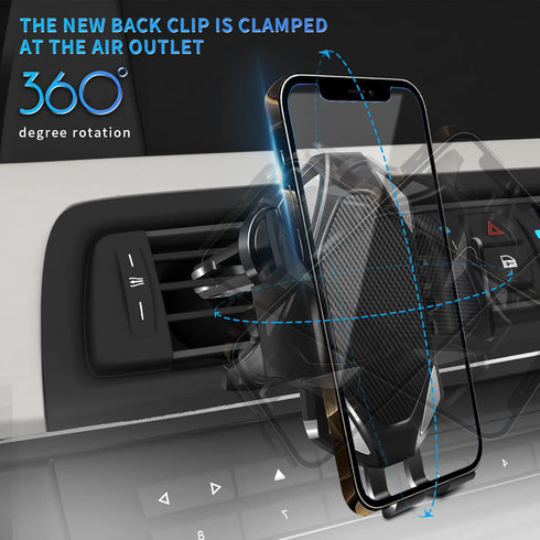 Wireless Car Charger, Qi Auto-Clamping Air Vent Dashboard Car Phone Holder & QC3.0 Car Charger, 15W Charging for iPhone 13/12/11/11 Pro Max?Compat...