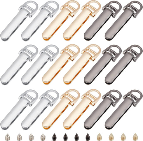 WADORN 18 Sets Metal Purse Suspension Clasp, 3 Colors DIY Purse Making Hardware D Ring Bag Side Clip Buckles with Screws Bag Chain Strap Lanyard C...