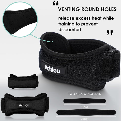 Achiou 2 Pack Patella Knee Strap, Pain Relief Patellar Tendon Support Strap, Knee Band Brace with Patella Stabilizer for Osgood Schlatter, Squats,...