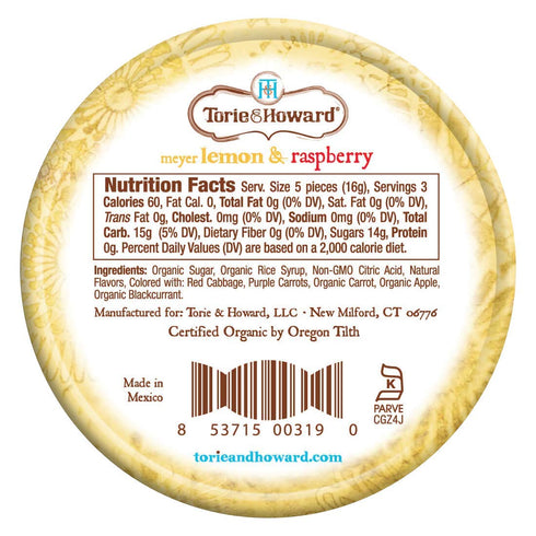 Torie and Howard Organic Hard Candy Lemon and Raspberry, 2 Ounce...
