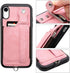 TOOVREN Cover for iPhone XR Wallet Case with Lanyard Strap Card Holder Protective Cover with Stand Wallet Leather PU Adjustable Detachable Lanyard...