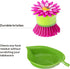 Vigar Flower Power Pink Palm Dish Brush with Holder, 5-3/4-Inches by 3-3/4-Inches, Pink, Green...