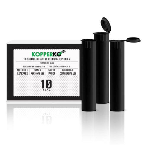 10 Pack 116mm Plastic Pop Top Tube - Child Resistant Smell Proof Containers for Herbs and Spices | UV and Moisture Resistant Medication Container ...