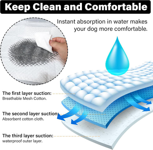 Disposable Underpads with Leak-Proof Quick-Dry Design for Incontinence, Absorbent & Won’t Leak Pads for Dogs and Puppy Potty Training,5 Count 24 x...