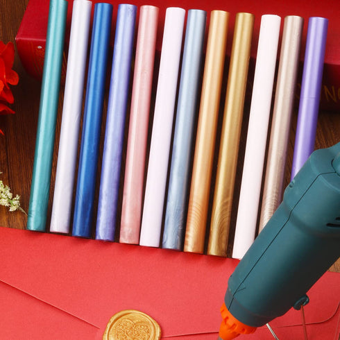 Grey Blue Wax Sealing Sticks, LONBEIIFY 10Pcs 0.43'' Glue Gun Wax Seal Sticks for Wax Seal Stamp, Sealing Wax Sticks for Wedding Invitations, Wine...