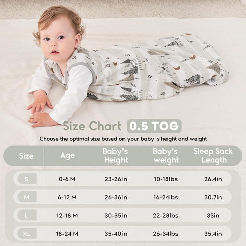 Yoofoss Baby Sleep Sack 12-18 Months 0.5 TOG Baby Wearable Blanket, 100% Cotton Infant Toddler Sleeping Sack 2-Way Zipper Lightweight Sleepsack, G...